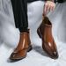 European Warm Series Korean Version High-top Leather Shoes Pointed Toe Men's British Style Height-increasing Martin High-end_vogvips.com