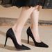 Sequin Black Red Sole High Heels Stiletto 2024 Autumn New Stunning Wedding Sexy Nightclub Pointed Toe Plus Size Single_vogvips.com