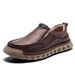 Euro Step Men's Autumn Winter New Soft Sole Non-Slip Slip-On Casual Leather Shoes Breathable Outdoor Commuting Work Loafers_vogvips.com
