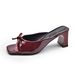 Bow Chunky Heel Sandals - Open Toe Mule Slides For Women (Black/Red/Beige) | Summer Fish Mouth Platform Heels_vogvips.com