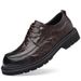 Summer New Top Layer Sheepskin Casual Business Leather Round Toe Men's Shoes, Breathable Single Shoes_vogvips.com