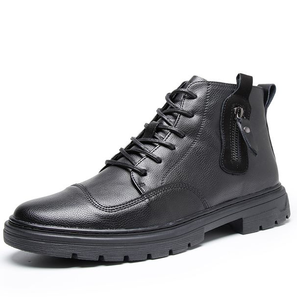 European Warm Series Wenzhou Winter Martin British Style Lace-up Short Boots Men's Fashion Fleece-lined Warm Cotton Shoes Trendy_vogvips.com