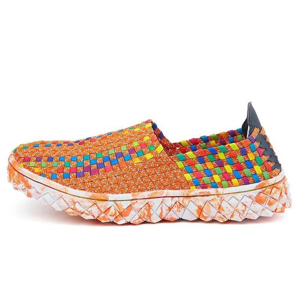 Fashion 2024 Summer Women's Flats Fashion Elastic Band Weave Casual Shoes Slip On Breathable Sneakers Spring Men Loafers Plus Size 35-44_vogvips.com
