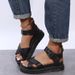 2025 New Thick Bottom Cross Solid Color Buckle With Large Hollow Roman Sandals For Women_vogvips.com