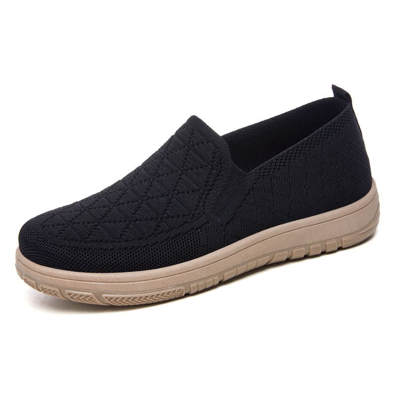 Women's Shallow-mouth Flat Shoes, One-pedal Old Beijing Cloth Shoes, Soft-soled Comfortable Mother Shoes_vogvips.com