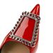 6122-3K66 Banquet Heels Women's Slim Ultra High Heels, Lacquer Leather, Shallow Mouth, Pointed Water Diamond Metal_vogvips.com