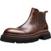 European Warm Series Thick-Soled Martin Height-Increasing Men's Shoes Autumn Winter Breathable Genuine Leather Casual Mid-High Top Chimney_vogvips.com