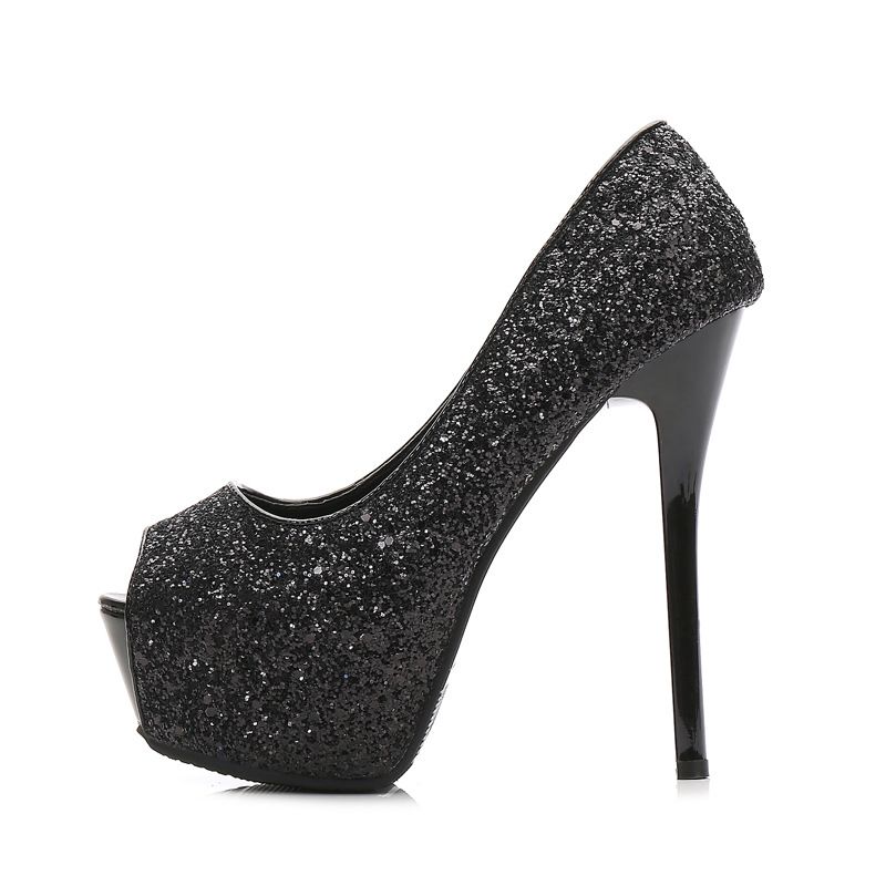 Sequin Trendy European And American Sexy Nightclub Peep-toe Platform Stiletto Pumps_vogvips.com
