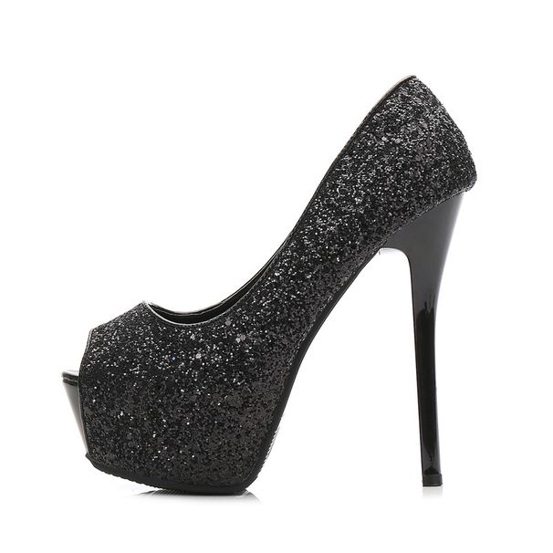 Sequin Trendy European And American Sexy Nightclub Peep-toe Platform Stiletto Pumps_vogvips.com