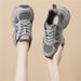 Trendy Gray Thick-soled Height-increasing Sneakers, New Spring Casual Shoes For Women, Versatile Dad Shoes_vogvips.com