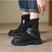 ShoeVault Martin For Women 2024 New Autumn Winter Chunky British Style Motorcycle Mid Heel Belt Buckle Short Women's Boots_vogvips.com