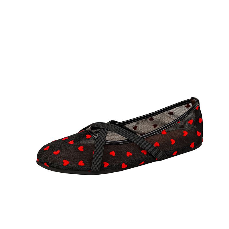 Exclusive Supply Of Mesh Hollow Breathable Flat Women's Shoes, 2026 New Model, Round Toe, Cross-strap_vogvips.com