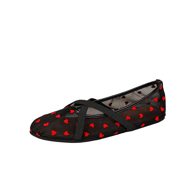 Exclusive Supply Of Mesh Hollow Breathable Flat Women's Shoes, 2026 New Model, Round Toe, Cross-strap_vogvips.com