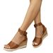 Women's Versatile Casual Plus Size Wedge Sandals Peep Toe Platform High Heels Woven_vogvips.com