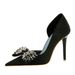 6168-H3 European And American Style High-heeled With Thin Heels, Shallow Cut, Pointed Toe, Side Cut-out Fabric Design,_vogvips.com