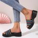 Women's Large Size Wedge Slippers European And American Style One Line Design Thick Soled Comfortable Foreign Trade Slippers_vogvips.com