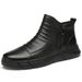 Men's Shoes Large Size First Layer Foot Cover Round Head Medium Tube Velvet Middle Help Casual Boots_vogvips.com