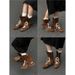 Women's Vintage Soft Leather Boxing Boots British Style Chunky Sole Mid-Calf Lace-Up Ankle Boots Martin Boots, Merard Platform Mid Calf Ankle Boots._vogvips.com
