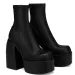 Designer Ankle For Brand Woman Platform Chunky Blue Cowboy Boots Solid PU Women Shoes New Sexy 10cm High Heels_vogvips.com