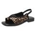 Women's plus Size Square Toe Slip on Sandals Leopard Print European American Roman Style Summer New Flat Sandals_vogvips.com
