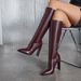 Women's Shoes Pointed Toe Side Zipper Stiletto High Heel Mid Calf Boots, High Elasticity, Plus Size Women's Leather Boots_vogvips.com