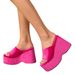 Women's Shoes Large Size Women's Thick Soled Sandals Wedge Heel One Strap Sandals Heightening Sandals_vogvips.com
