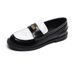 Autumn Retro Gold Buckle Single Shoes Thick Heel Platform Small Leather Shoes British Style Loafers Women_vogvips.com