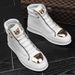 Men’s Shoes High Top Sneakers Metal Casual Leather Boots Hip Hop Shoes_vogvips.com