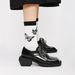 Loafers Small Leather For Women With Metal Decoration, Lace-Up Retro 2022 Early Spring Square Toe Chunky Heel Single_vogvips.com