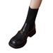 Martin For Women, Autumn And Winter Thick-Soled Short Knitted Stretch Sock Boots, Chunky Heel Small Leather Shoes,_vogvips.com