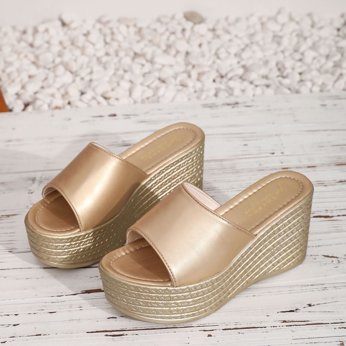 Plus Size Women's Platform Sandals With Open Toe Comfortable Slip-On Casual Summer Shoes Breathable One Strap Sandals For Outdoor Wear_vogvips.com