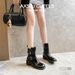 Milad Vintage Thick Heel Ankle Knight Women New Versatile Spring Autumn Belt Buckle Round Toe Platform Boots_vogvips.com
