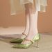 7666-1 High Heel Women Thin Heel Pointed Toe Shallow Mouth Women' Single Pearl Buckle Chinee Style Elegant Party_vogvips.com