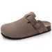 Crestar Women's Cork Footbed Sandals Lady Fashion Buckle Slip-On Slide Sandals Summer Comfortable Suede Shoes With Arch Support_vogvips.com