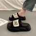 Women's Summer Outdoor Thick-soled Slip-on Sandals With Velcro And Letter Design, 3cm, Slimming, Lightweight, Non-slip,_vogvips.com