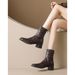 Weiwei Lady 6688-1 Silent Sole Elastic Slim Boots For Women, Autumn Chunky Heel Ankle Boots, Commuting Retro Black Boots_vogvips.com