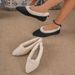Women's Pointed Toe Warm Cotton Shoes Fleece Lined Flat Shallow Mouth Plus Size Autumn_vogvips.com