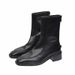 Korean Niche Trend Square Toe Chunky Slim Back Zipper Low Heel Mid-Calf Bare Martin Boots For Women_vogvips.com