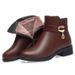 Mom Cotton 2023 New Middle-aged And Elderly Shoes Leather Soft Sole Short Boots Women's Fleece-lined Winter Mid-heel_vogvips.com