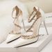 Women's Shoes Sexy Nightclub Stiletto High Heels Shallow Mouth, Pointed Rivets, Hollow Straps_vogvips.com
