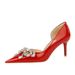 638-AH19 Light Luxury Banquet Women's High Thin Heels, Shallow Mouth, Sharp Point Side Hollow Water Diamond Bow Tie_vogvips.com