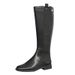 Cowhide Version, Small Fragrant Wind Medium Boots, Women's Flat-bottomed Knight High Boots, Thin High-heeled British Style, Thin And Long Boots._vogvips.com