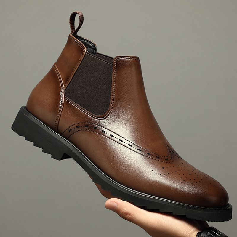 Vintage Martin Bullock High Top Carved Men's Casual Leather Shoes Platform Leather Boots_vogvips.com