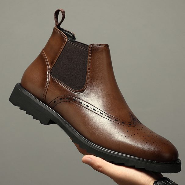 Vintage Martin Bullock High Top Carved Men's Casual Leather Shoes Platform Leather Boots_vogvips.com
