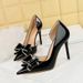 638-H35 European And American Style Banquet Women's Shoes, Thin High Heel, Shallow Pointed Toe, Side Cutout, Patent_vogvips.com