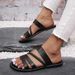 Women's Slippers 2025 Summer New European And American Large Size One-Strap Woven Fashionable Comfortable Flat For Women_vogvips.com