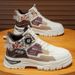Men's High-Top Casual Boots With Rotating Buckles - Waterproof Slip-Resistant Workwear Sneakers For Teens & Young Adults_vogvips.com