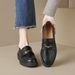 Platform Loafers Women's Autumn Retro Black One-pedal Temperament College Style Small Leather Shoes_vogvips.com