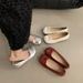 Gentle Soft Bow Silver Shoe Spring 2025 New Comfortable One Foot Kick Bean Women's Single Shoes_vogvips.com