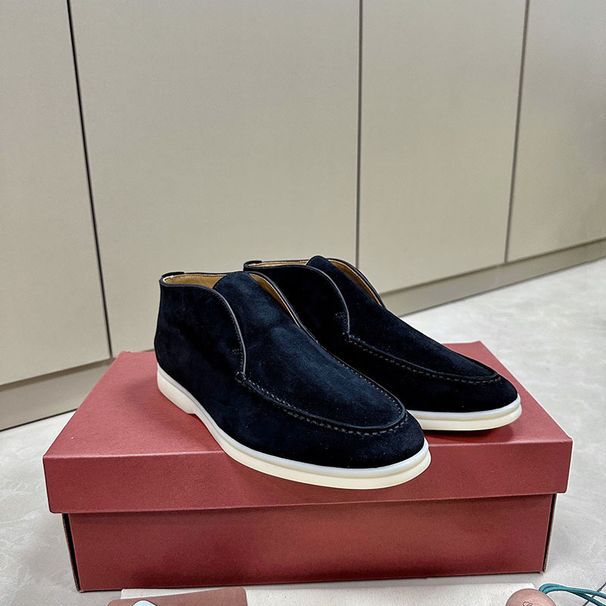 Foreign Trade New Autumn/Winter High-Top Loafers For Women, Slip-On Couple Shoes, Comfortable Soft Sole Flat Lazy Shoes_vogvips.com